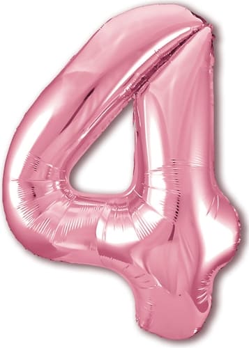 Шар фольга Agura Slim, цифра 4 'Розовая', 40', индивид. уп., европодвес, 755389