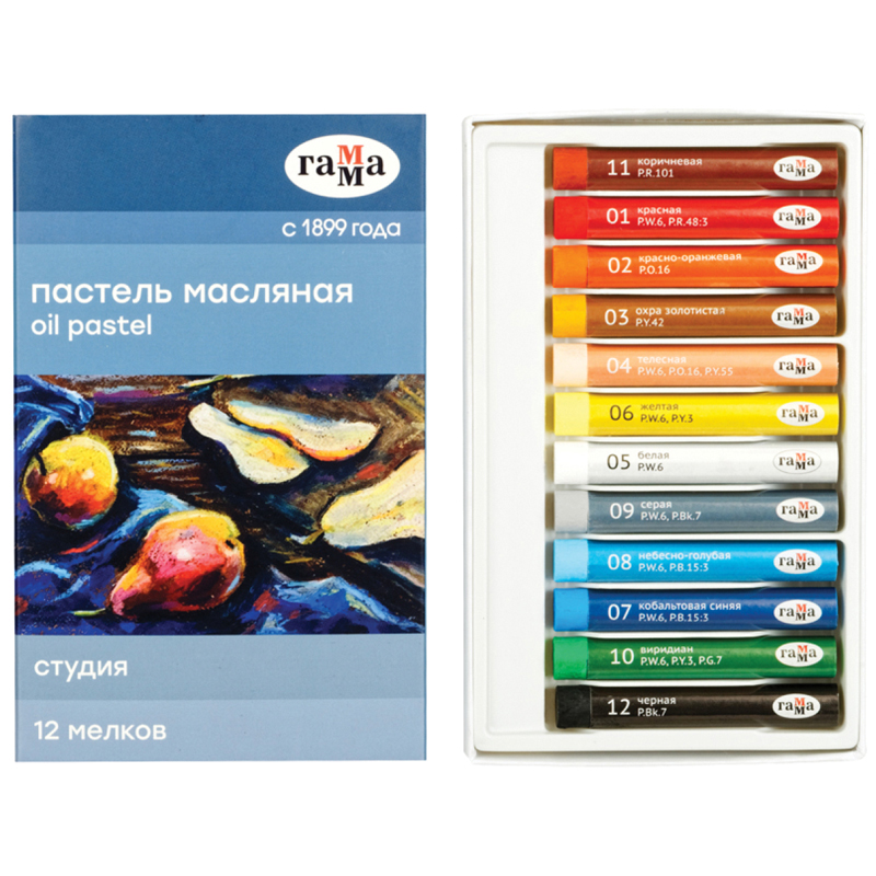 Пастель маслянная Гамма 'Студия' 12 цветов, 160320205