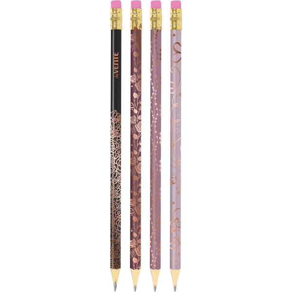Карандаш чернографитный deVENTE 'Gold Rose', НВ, круглый, с резинкой, заточ, 5032000