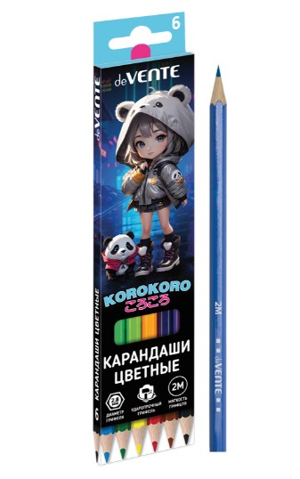 Карандаши цветные 'deVENTE. Korokoro' 06 цветов, 2М, диаметр грифеля 2,8 мм, 5021534