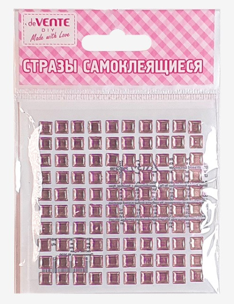 Стразы самоклеящиеся, deVENTE.Square, 6 мм, 100 шт, 8002187