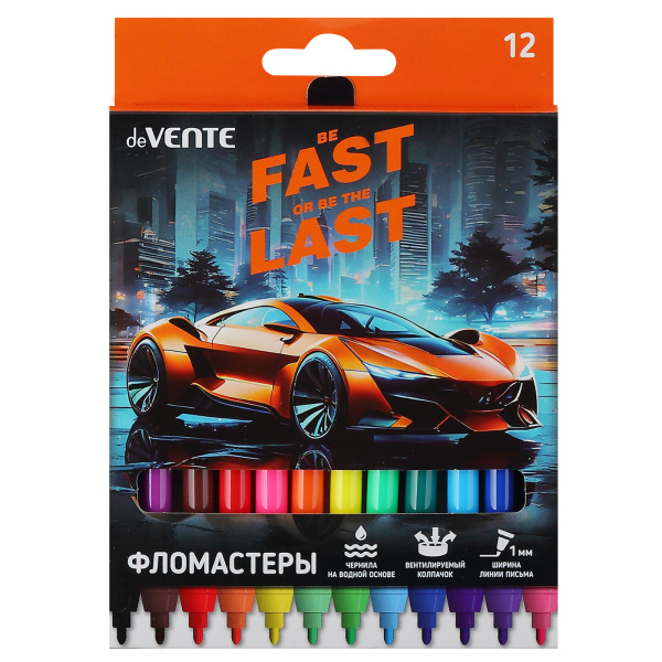 Фломастеры 'deVENTE. Fast Or Last' 12 цветов с вентилируемым колпачком, 5081532